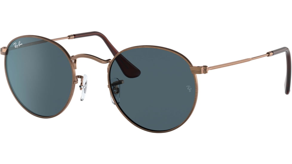 Ray-Ban Round Metal Sunglasses - Men's, Antique Copper Frame, Blue 53 mm Lenses, RB3447-9230R5-53
