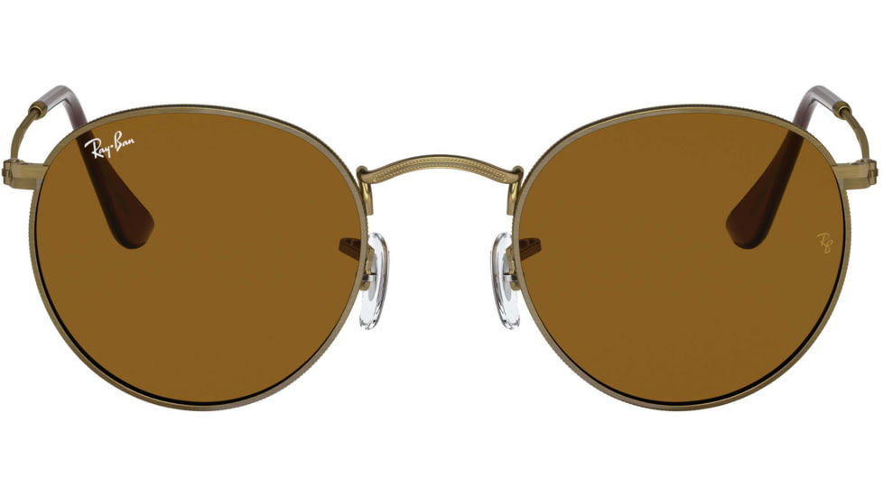 Ray-Ban Round Metal Sunglasses - Men's, Antique Gold Frame, Brown 53 mm Lenses, RB3447-922833-53