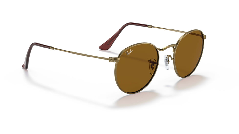 Ray-Ban Round Metal Sunglasses - Men's, Antique Gold Frame, Brown 53 mm Lenses, RB3447-922833-53