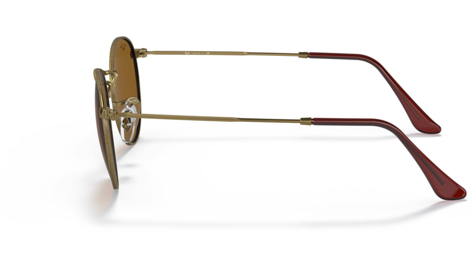 Ray-Ban Round Metal Sunglasses - Men's, Antique Gold Frame, Brown 53 mm Lenses, RB3447-922833-53