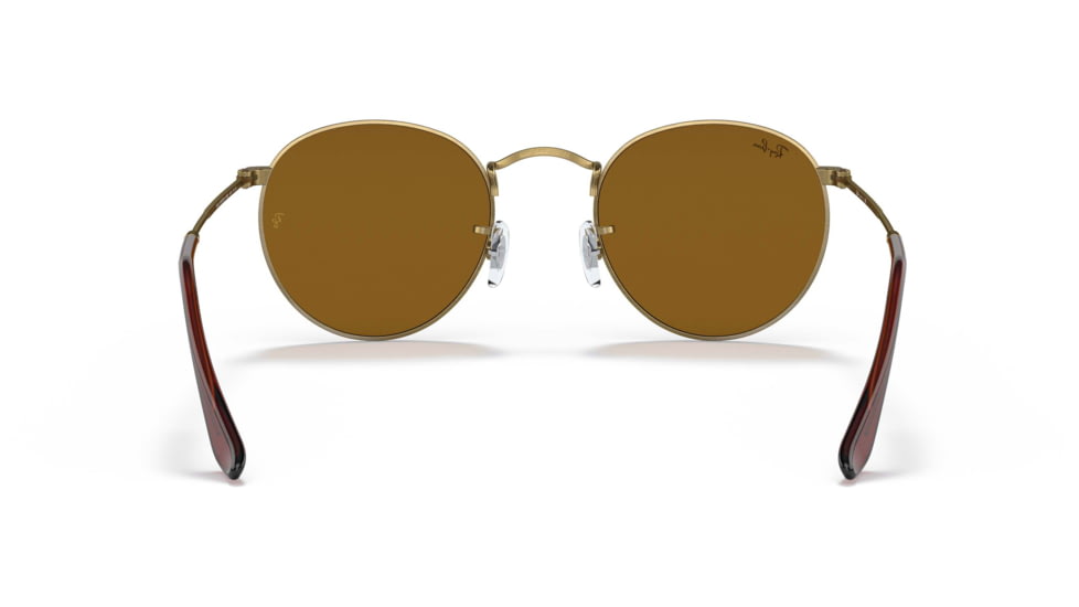 Ray-Ban Round Metal Sunglasses - Men's, Antique Gold Frame, Brown 53 mm Lenses, RB3447-922833-53