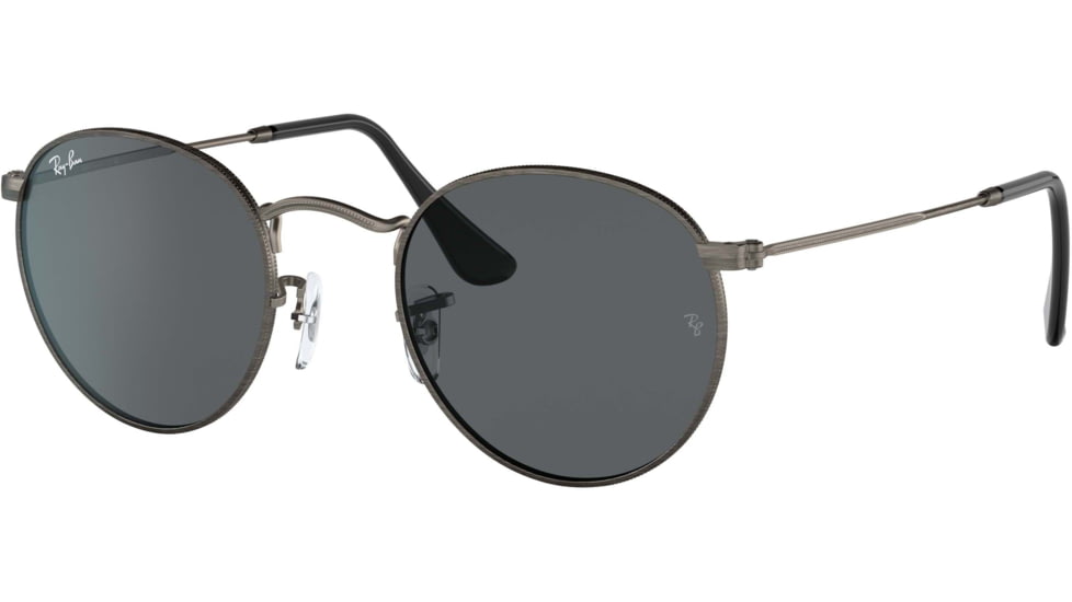 Ray-Ban Round Metal Sunglasses - Men's, Antique Gunmetal Frame, Dark Grey 53 mm Lenses, RB3447-9229B1-53