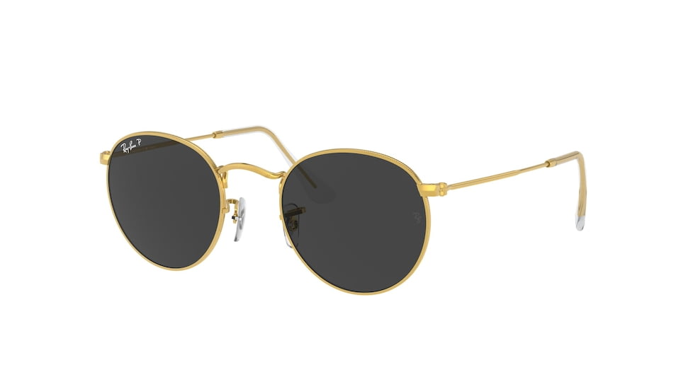 Ray-Ban Round Metal Sunglasses - Men's, Gold Frame, Black 53 mm Lenses, RB3447-919648-53