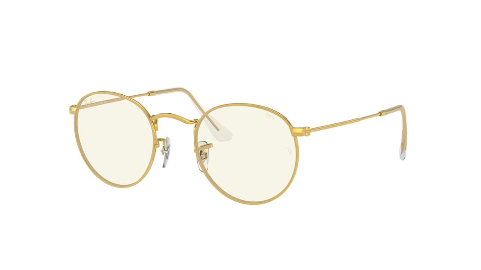 Ray-Ban Round Metal Sunglasses - Men's, Gold Frame, Photo Grey/blue Light Filter 50 mm Lenses, RB3447-9196BL-50