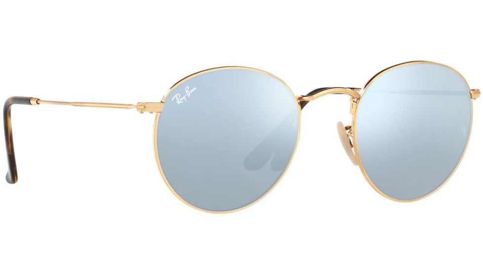Ray-Ban ROUND METAL RB3447N Sunglasses 001/30-50 - Shiny Gold Frame, Grey-Flash Lenses