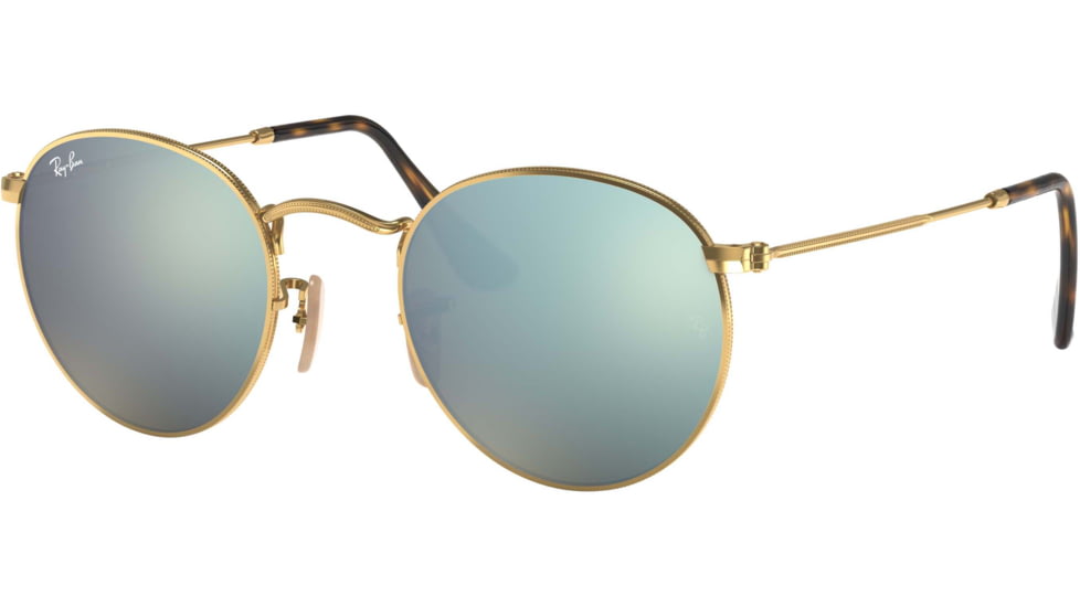 Ray-Ban ROUND METAL RB3447N Sunglasses 001/30-50 - Shiny Gold Frame, Grey-Flash Lenses