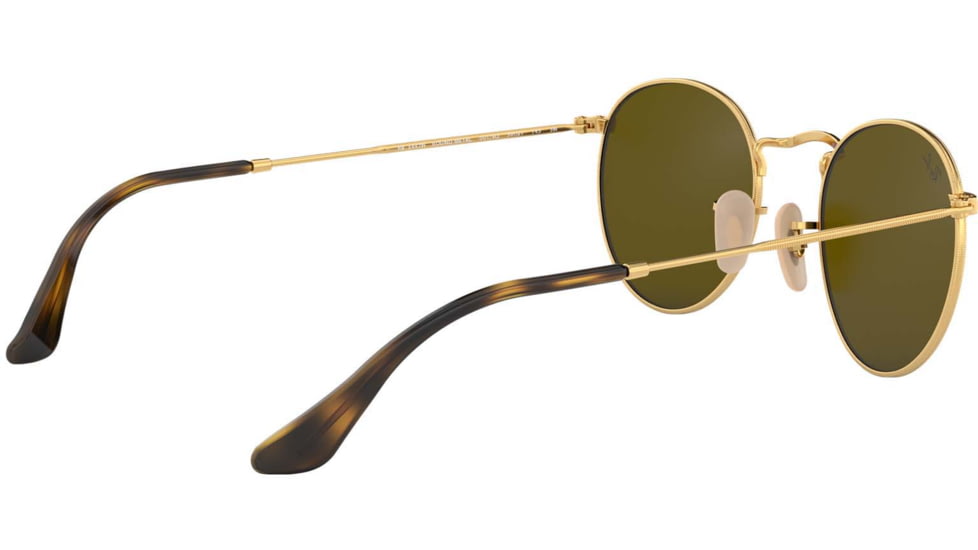 Ray-Ban ROUND METAL RB3447N Sunglasses 001/9O-50 - Shiny Gold Frame, Light Blue Flash Lenses