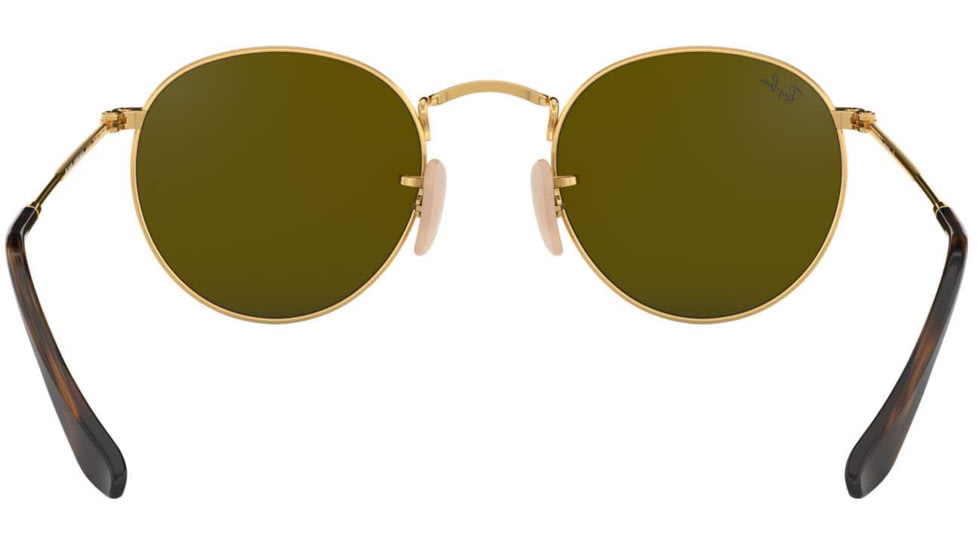 Ray-Ban ROUND METAL RB3447N Sunglasses 001/9O-50 - Shiny Gold Frame, Light Blue Flash Lenses