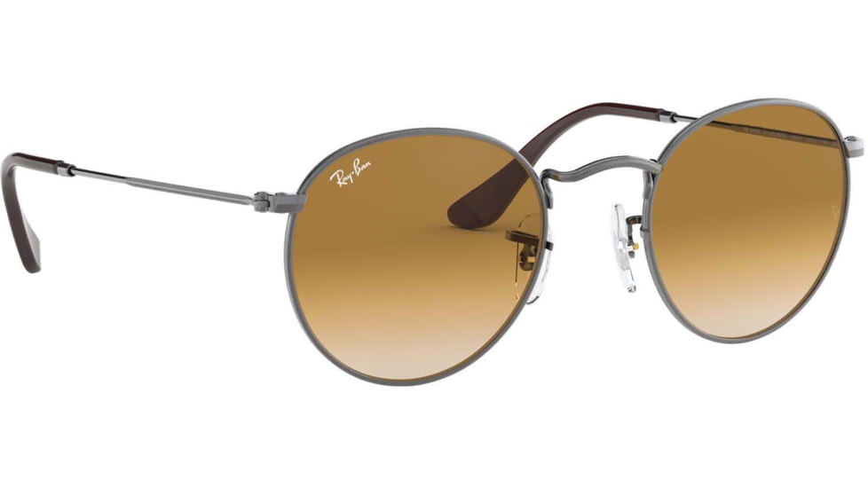 Ray-Ban ROUND METAL RB3447N Sunglasses 004/51-50 - Gunmetal Frame, Crystal Brown Gradient Lenses