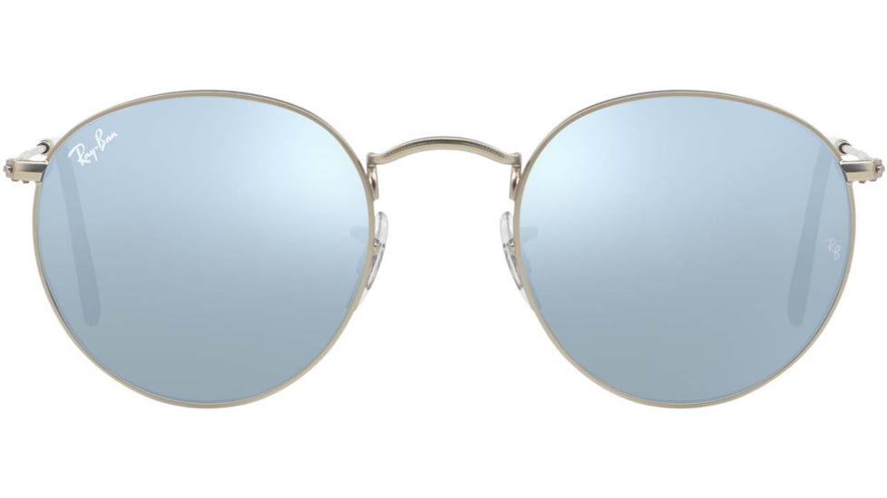 Ray-Ban Round Metal Sunglasses - Men's, Silver Frame, Light Green Mirror Silver 50 mm Lenses, RB3447-019-30-50