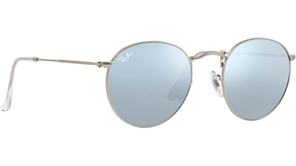 Ray-Ban Round Metal Sunglasses - Men's, Silver Frame, Light Green Mirror Silver 50 mm Lenses, RB3447-019-30-50