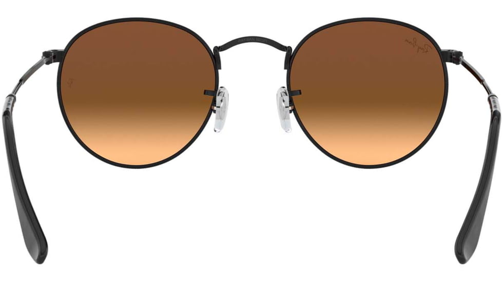 Ray-Ban Round Metal Sunglasses - Mens, Shiny Black Frame, Mirror Gradient Blue 50 mm Lenses, RB3447-002-4O-50