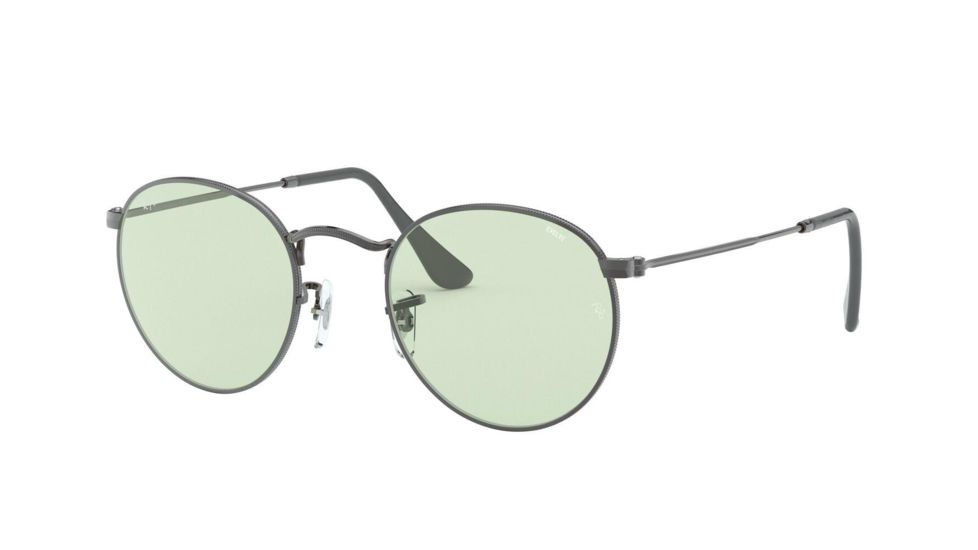 Ray-Ban Round Metal Sunglasses - Men's, Gunmetal Frame, Light Green 50 mm Lenses, RB3447-004-T1-50