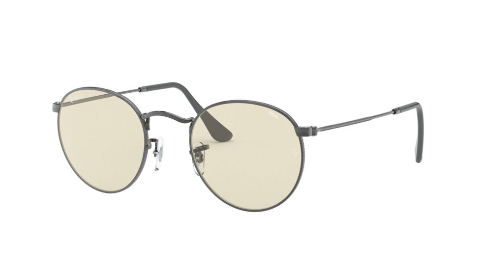 Ray-Ban Round Metal Sunglasses - Men's, Gunmetal Frame, Light Brown 50 mm Lenses, RB3447-004-T2-50