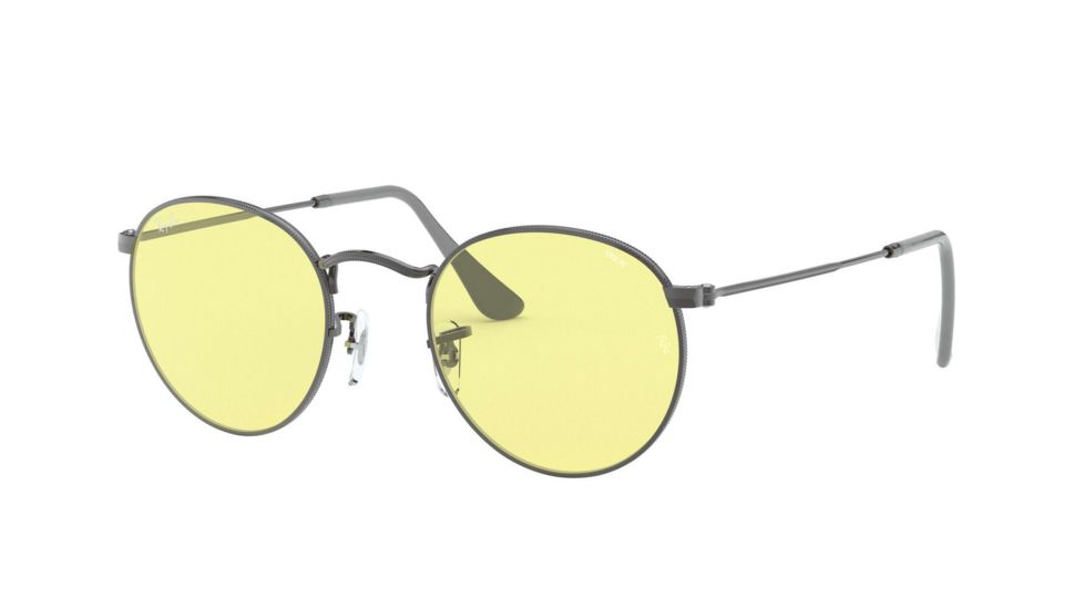 Ray-Ban Round Metal Sunglasses - Men's, Gunmetal Frame, Light Yellow 50 mm Lenses, RB3447-004-T4-50