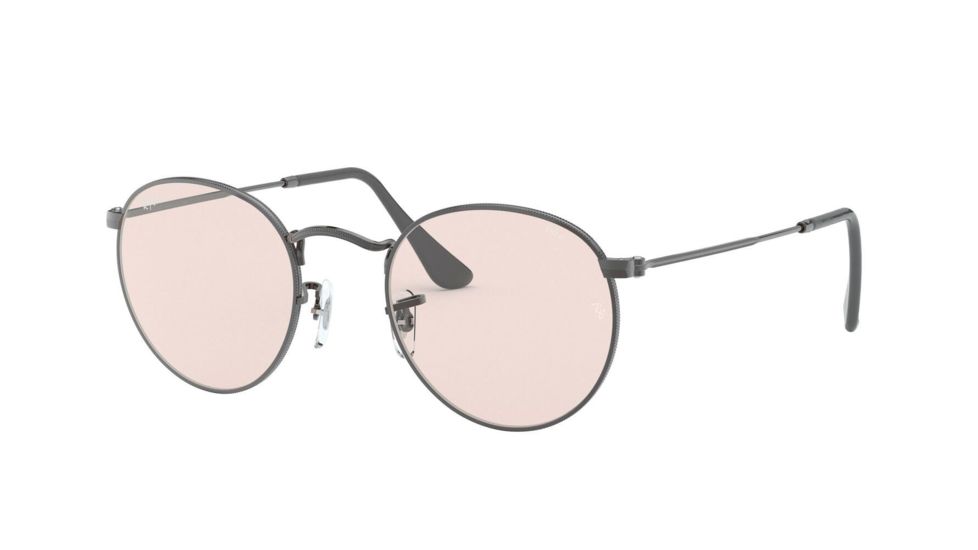 Ray-Ban Round Metal Sunglasses - Men's, Gunmetal Frame, Light Pink 50 mm Lenses, RB3447-004-T5-50