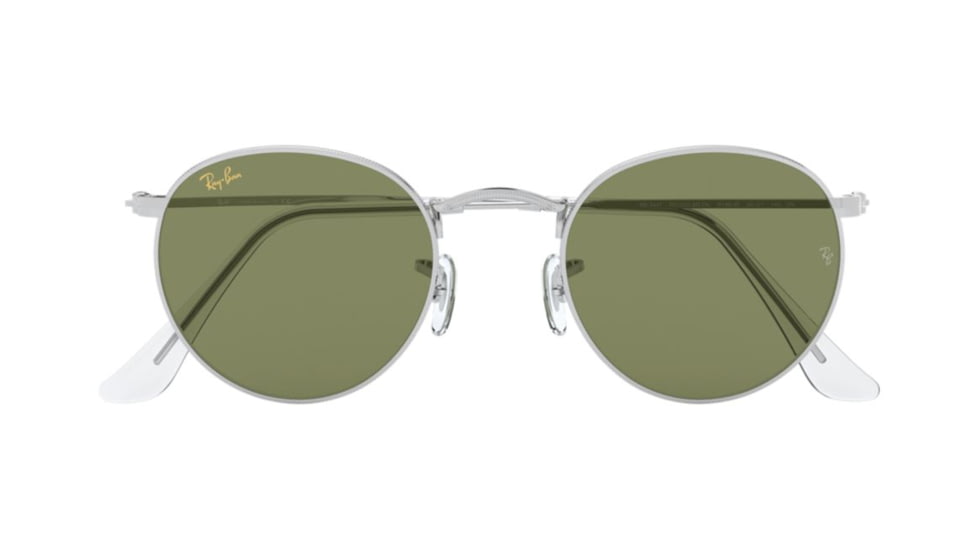 Ray-Ban Round Metal Sunglasses - Men's, Silver Frame, Green Bottle 50 mm Lenses, RB3447-91984E-50