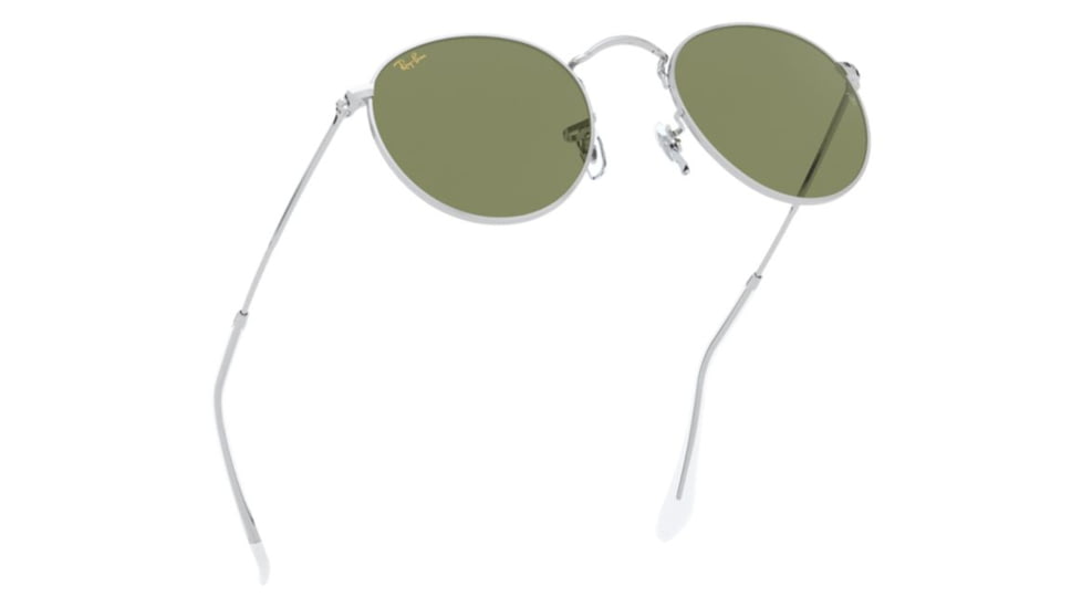 Ray-Ban Round Metal Sunglasses - Men's, Silver Frame, Green Bottle 50 mm Lenses, RB3447-91984E-50