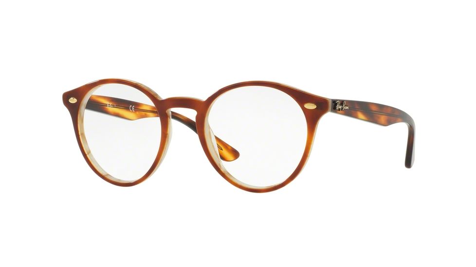 Ray-Ban RX2180V Eyeglass Frames 5677-49 - Top Brown Havana/horn Beige Frame