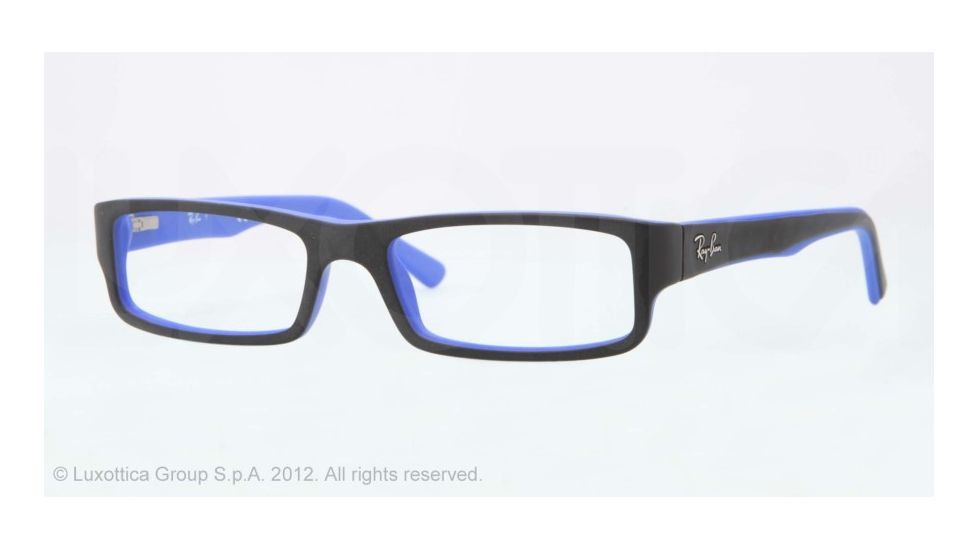 Ray-Ban RX5246 Eyeglass Frames 5224-50 - Top Black On Matte Blue Frame, Demo Lens Lenses