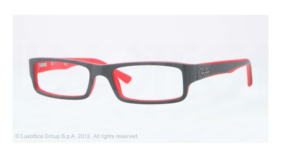 Ray-Ban RX5246 Eyeglass Frames 5225-52 - Top Grey On Matte Red Frame, Demo Lens Lenses