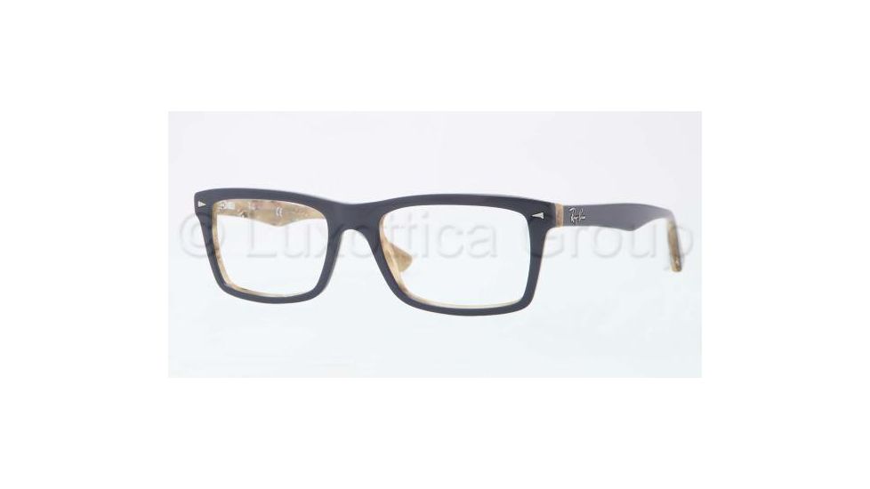 Ray-Ban RX5287 Single Vision Prescription Eyeglasses 5131-5418 - Top Blue/Beige Variega Frame, Demo Lens Lenses
