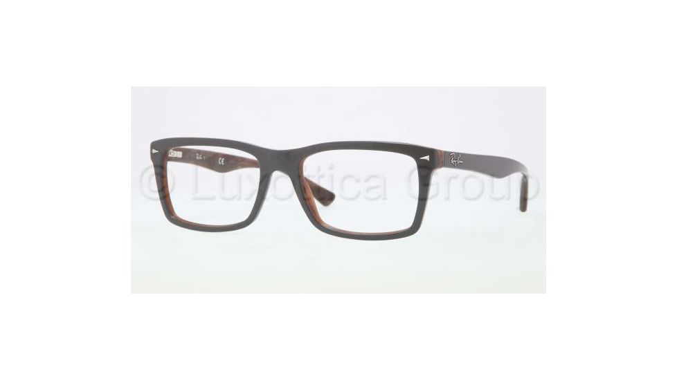 Ray-Ban RX5287 Single Vision Prescription Eyeglasses 5176-5218 - Top Grey/Variegated Brown Frame, Demo Lens Lenses