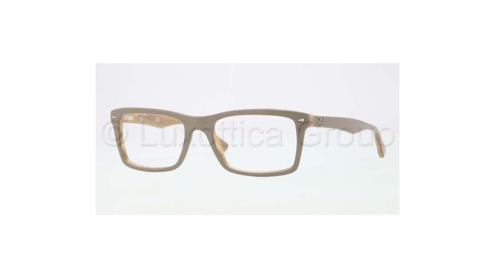 Ray-Ban RX5287 Single Vision Prescription Eyeglasses 5177-5418 - Top Beige/Variegated Brown Frame, Demo Lens Lenses