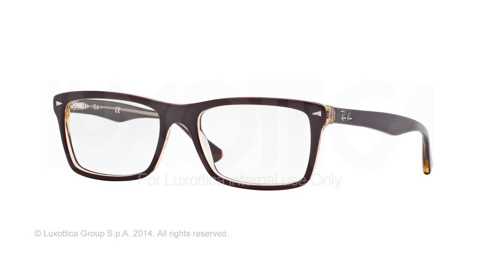 Ray-Ban RX5287 Single Vision Prescription Eyeglasses 5372-54 - Top Red On Trasparent Beige Frame