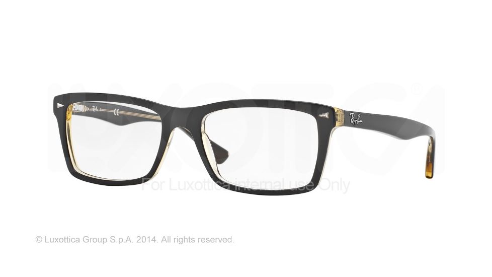 Ray-Ban RX5287 Single Vision Prescription Eyeglasses 5373-54 - Top Brown On Trasparent Yellow Frame
