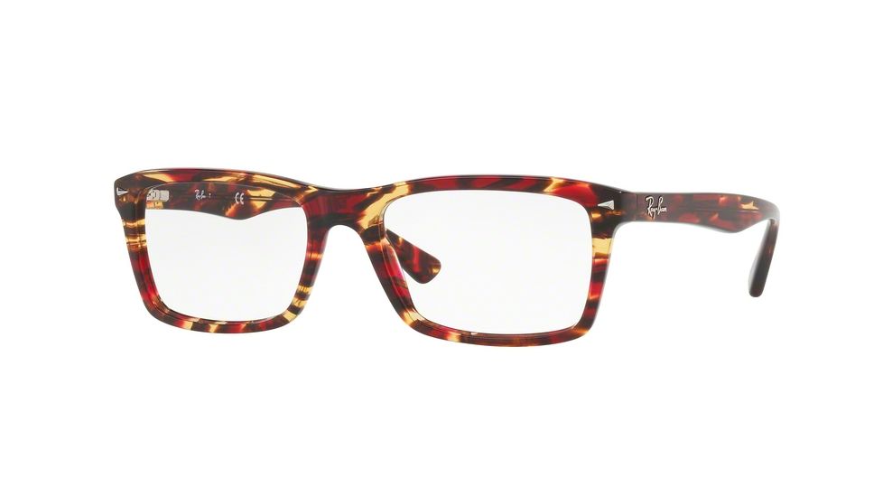 Ray-Ban RX5287 Single Vision Prescription Eyeglasses 5710-54 - Spotted Red/brown Yellow Frame