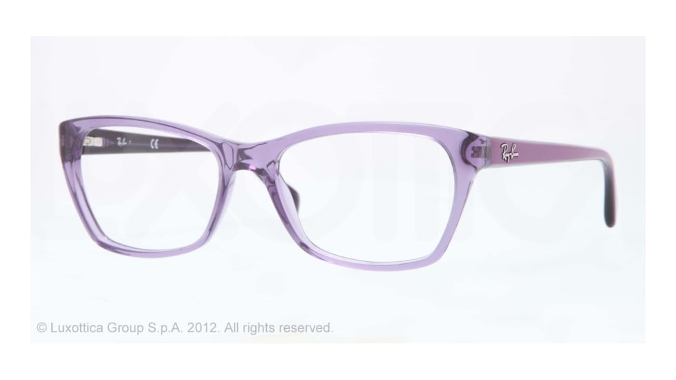 Ray-Ban RX5298 Single Vision Prescription Eyeglasses 5230-55 - Trasparent Violet Frame, Demo Lens Lenses