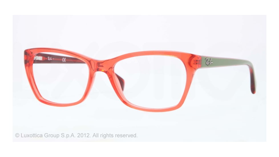 Ray-Ban RX5298 Single Vision Prescription Eyeglasses 5232-53 - Trasparent Red Frame, Demo Lens Lenses