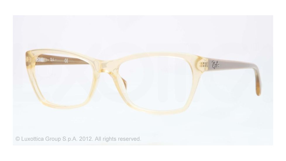 Ray-Ban RX5298 Single Vision Prescription Eyeglasses 5233-53 - Trasparent Yellow Frame, Demo Lens Lenses