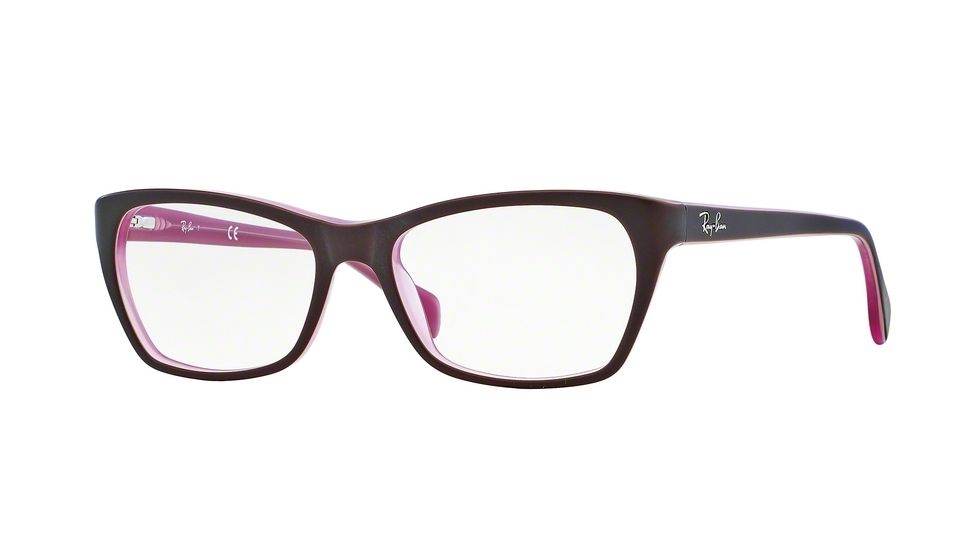 Ray-Ban RX5298 Single Vision Prescription Eyeglasses 5386-53 - Top Matte Brown On Opal Pink Frame