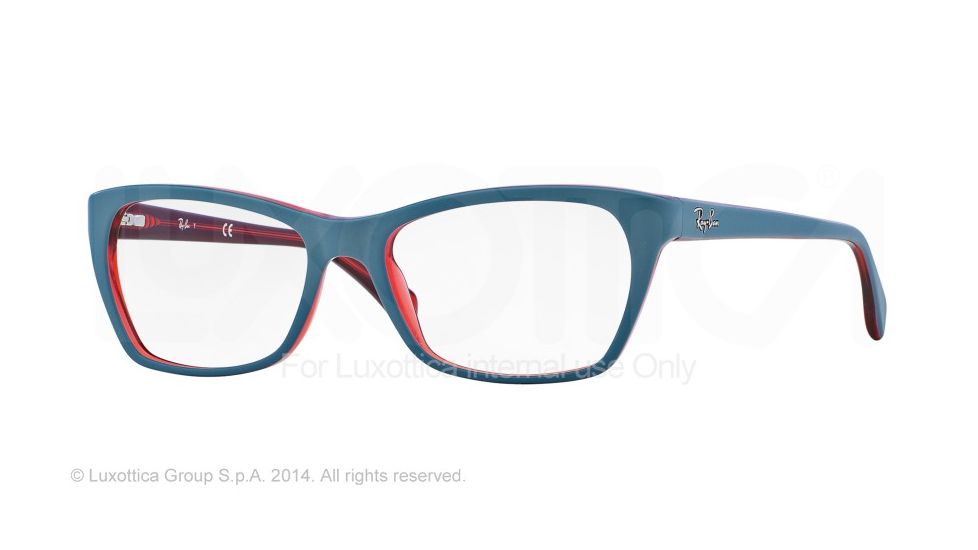Ray-Ban RX5298 Single Vision Prescription Eyeglasses 5388-53 - Top Matte Oil On Trasp Red Frame
