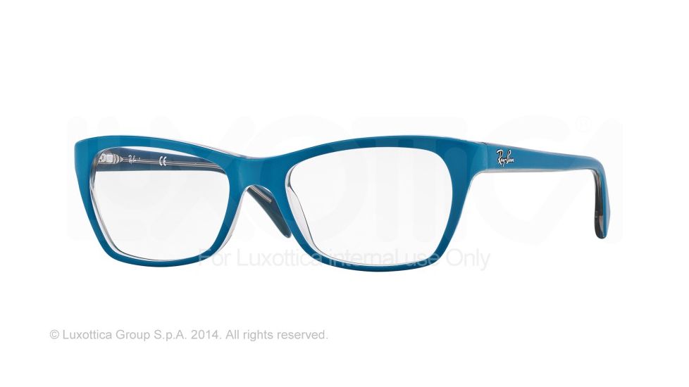 Ray-Ban RX5298 Single Vision Prescription Eyeglasses 5391-53 - Top Matte Blue On Trasp Beige Frame