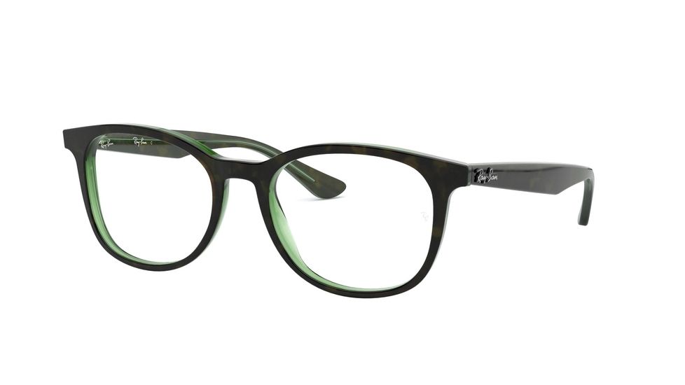 Ray-Ban RX5356 Single Vision Prescription Eyeglasses, 54mm, Tortoise/Green, RX5356-2383-54-SV