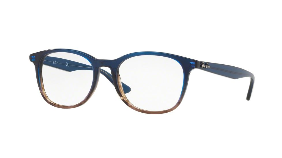 Ray-Ban RX5356 Single Vision Prescription Eyeglasses 5765-54 - Gradient Blue On Stripped Grey Frame