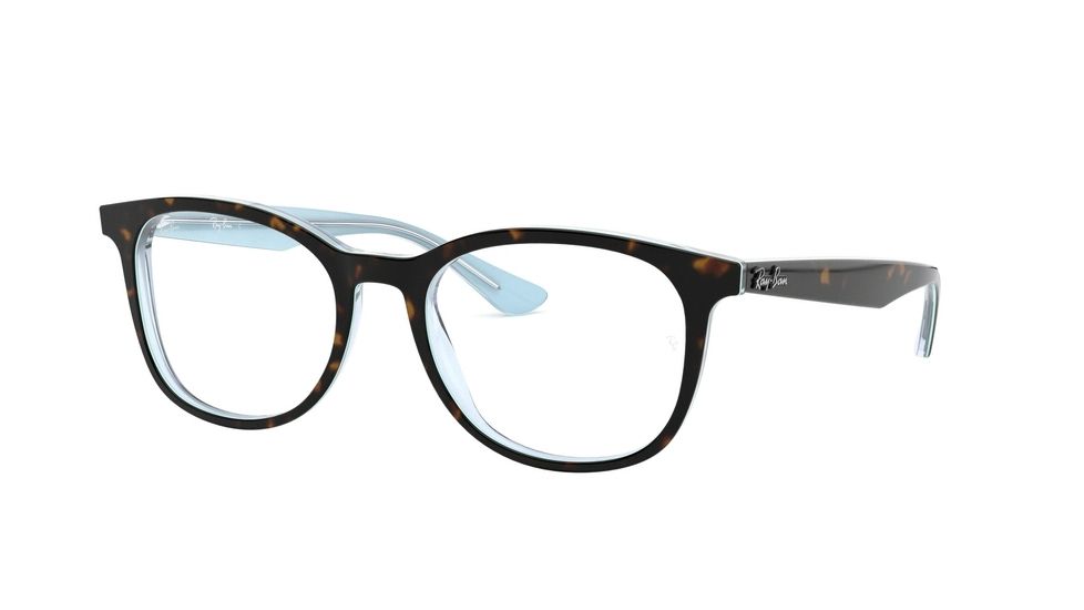 Ray-Ban RX5356 Single Vision Prescription Eyeglasses, 54mm, Tortoise/Light Blue, RX5356-5883-54-SV