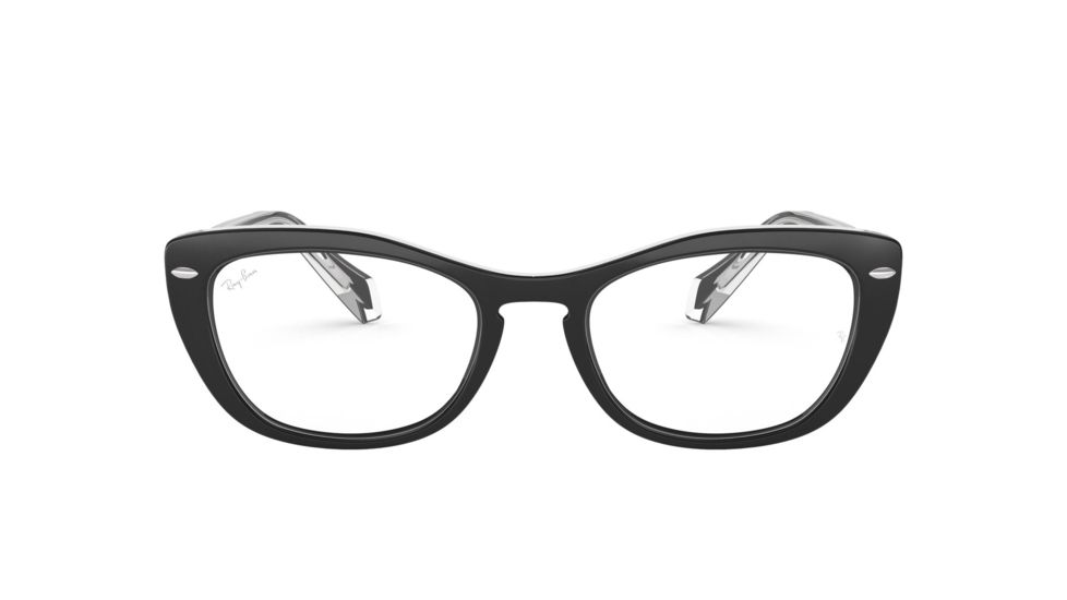Ray-Ban RX5366 Prescription Eyeglasses, 52mm, Top Black On Transparent, RX5366-2034-52-SV