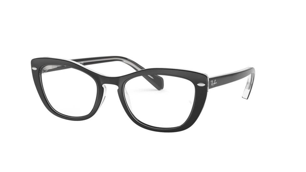 Ray-Ban RX5366 Prescription Eyeglasses, 52mm, Top Black On Transparent, RX5366-2034-52-SV