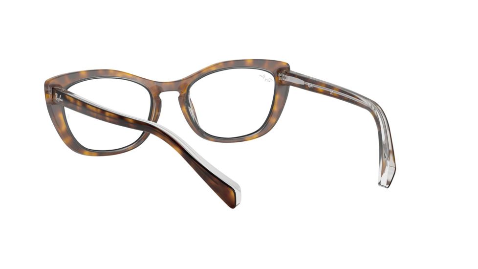 Ray-Ban RX5366 Prescription Eyeglasses, 52mm, Top Havana On Transparent, RX5366-5082-52-SV