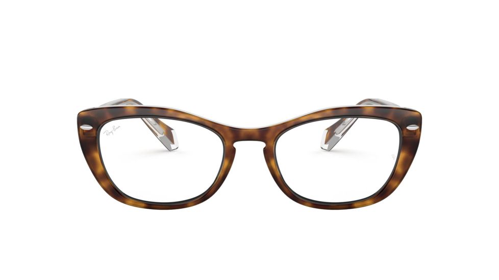 Ray-Ban RX5366 Prescription Eyeglasses, 52mm, Top Havana On Transparent, RX5366-5082-52-SV