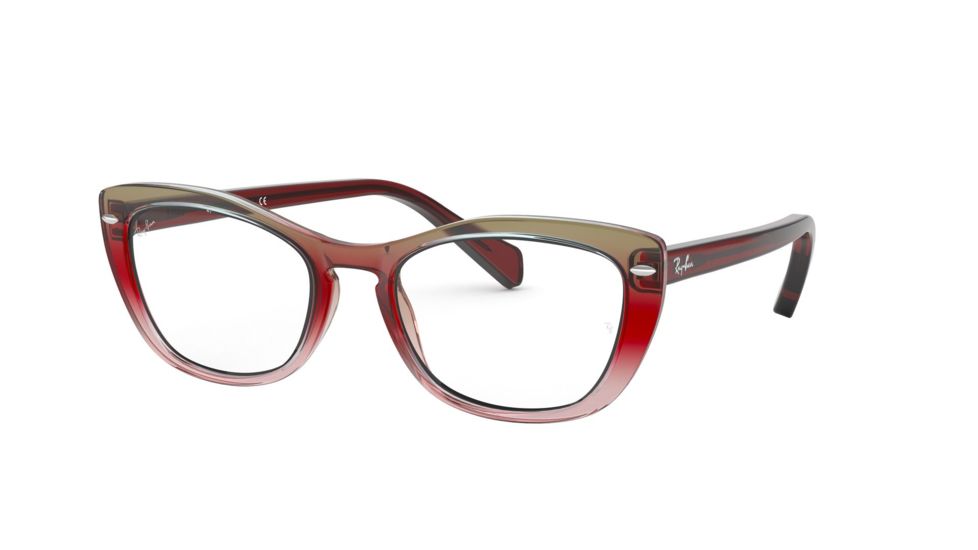 Ray-Ban RX5366 Prescription Eyeglasses, 52mm, Tri Gradient Bordeaux/Grey/Pink, RX5366-5835-52-SV