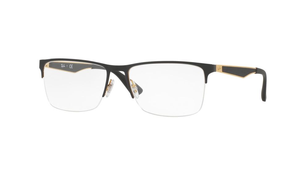 Ray-Ban RX6335 Bifocal Prescription Eyeglasses 2890-54 - Gold Top On Black Frame