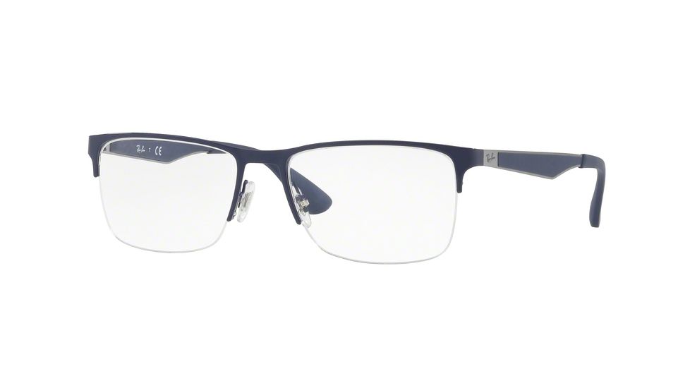 Ray-Ban RX6335 Bifocal Prescription Eyeglasses 2947-56 - Gunmetal Top Blue Frame