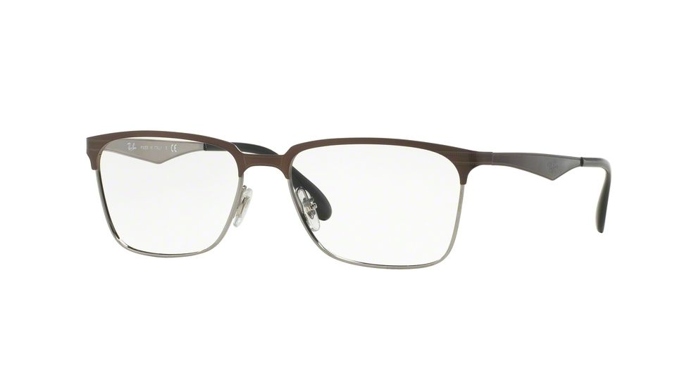 Ray-Ban RX6344 Bifocal Prescription Eyeglasses 2862-54 - Top Brushed Dark Brown On Gunm Frame