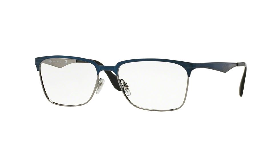 Ray-Ban RX6344 Bifocal Prescription Eyeglasses 2863-54 - Top Brushed Dark Blue On Gunme Frame