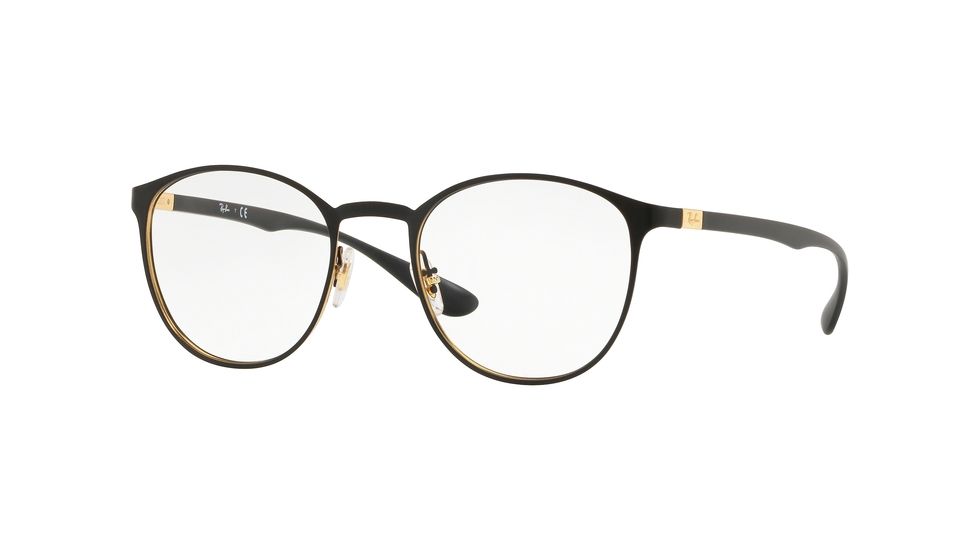 Ray-Ban RX6355 Single Vision Prescription Eyeglasses, 50mm, Gold On Top Matte Black, RX6355-2994-50-SV